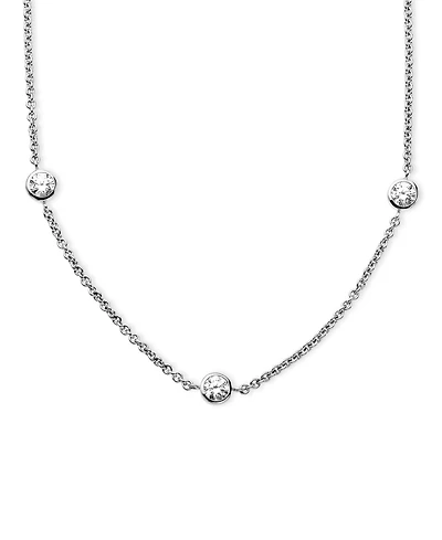 Arabella Sterling Silver Necklace, White Round-Cut Cubic Zirconia 7-Station Necklace (3-1/6 ct. t.w.)