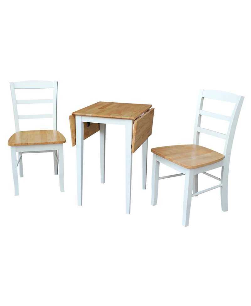 International Concepts Small Dual Drop Leaf Table With 2 Madrid Ladderback Chairs