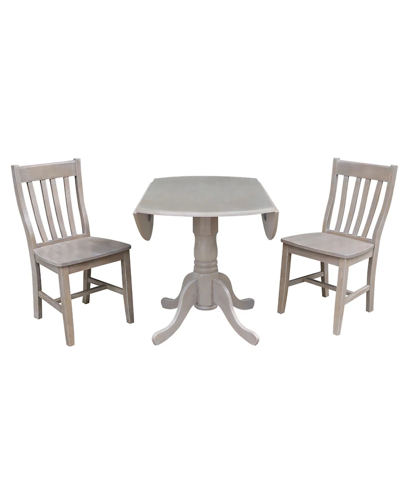 International Concepts 42" Dual Drop Leaf Table With 2 Schoolhouse Chairs