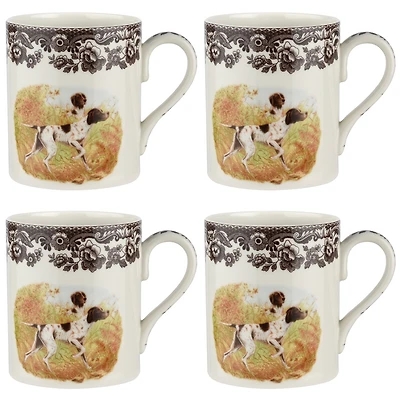Spode Woodland Pointer Mugs, Set of 4