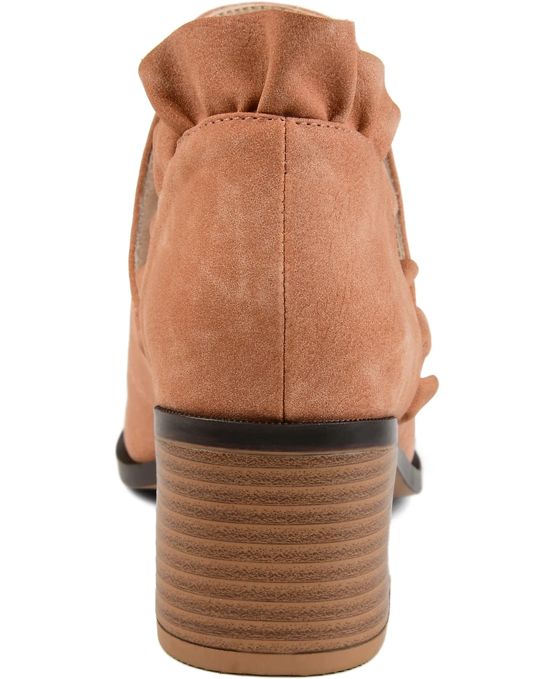 Journee Collection Women's Lennie Ruffle Detail Stacked Block Heel Booties