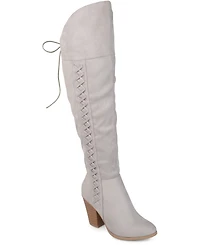 Journee Collection Women's Spritz Lace Up Over The Knee Boots