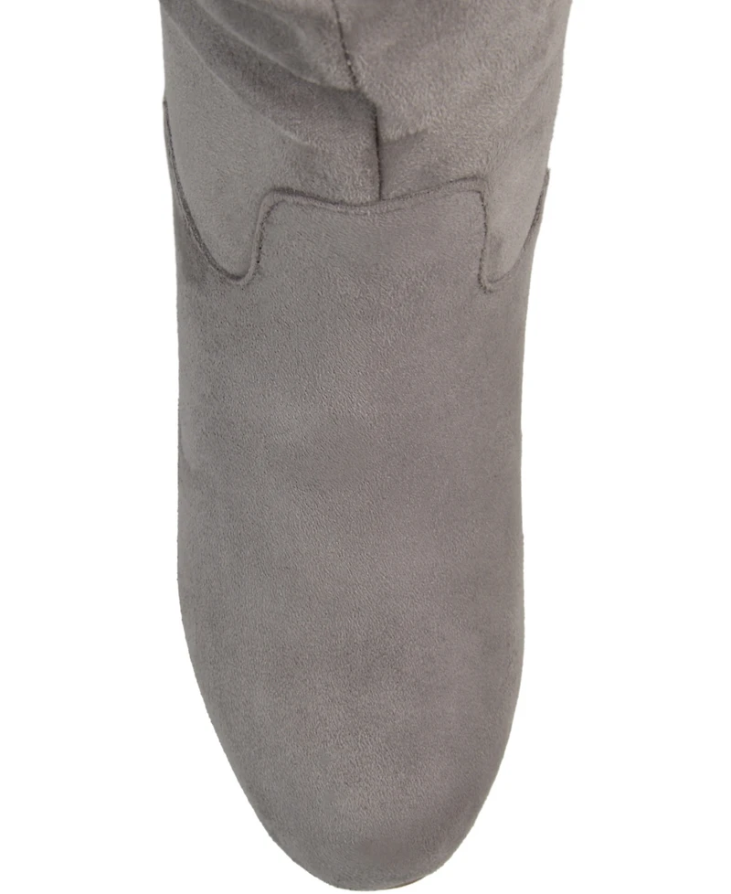 Journee Collection Women's Haze Wide Calf Rouched Knee High Wedge Boots