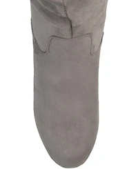 Journee Collection Women's Haze Wide Calf Rouched Knee High Wedge Boots