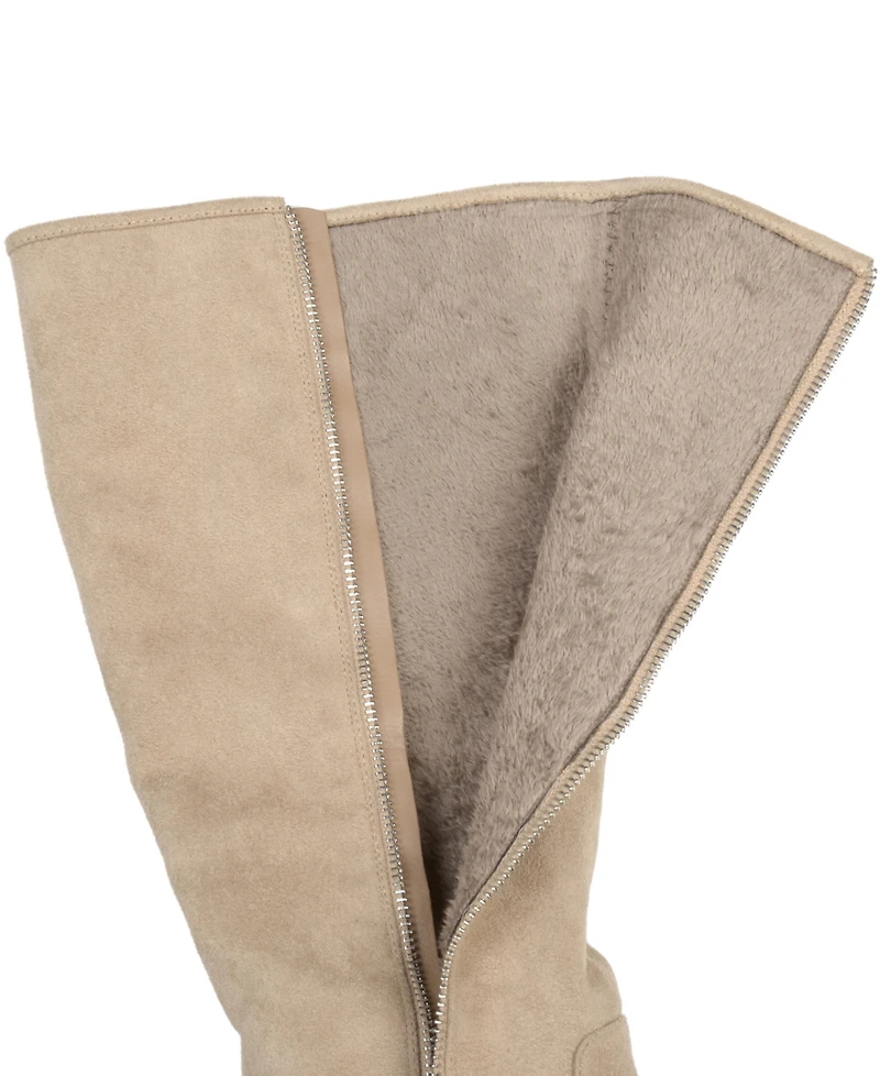 Journee Collection Women's Sanora Wide Calf Stacked Heel Mid Shaft Boots