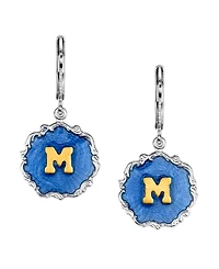 2028 Silver Tone Blue Enamel Gold Tone Initial Earrings
