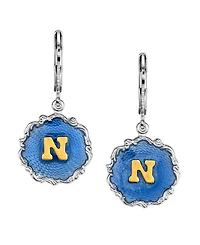 2028 Silver Tone Blue Enamel Gold Tone Initial Earrings