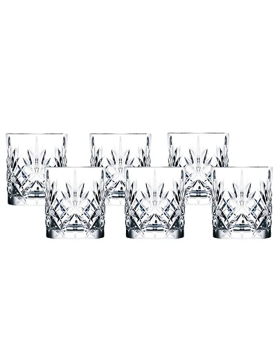 Lorren Home Trends Melodia Crystal Double Old fashioned Glasses, Set of 6