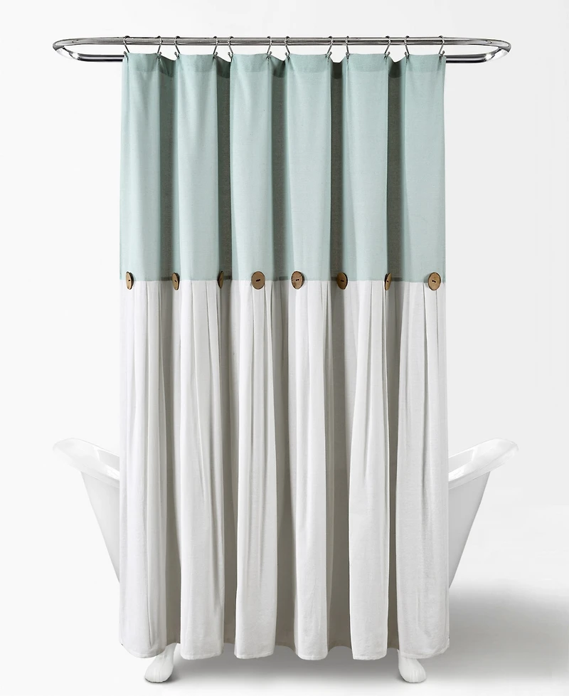 Lush Decor Linen Button Shower Curtain, 72" x