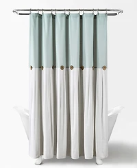 Lush Decor Linen Button Shower Curtain, 72" x
