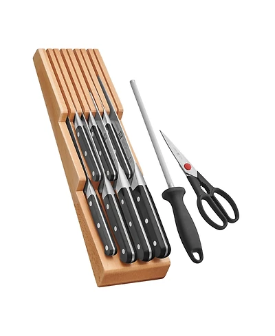 Zwilling Pro 10pc Block Set w/ Beechwood In-Drawer Knife Tray