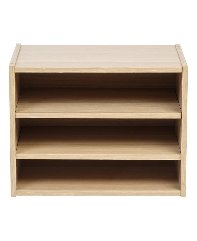 Iris Usa Tachi Modular Wood Stacking Storage Box with Shelf, Light Brown