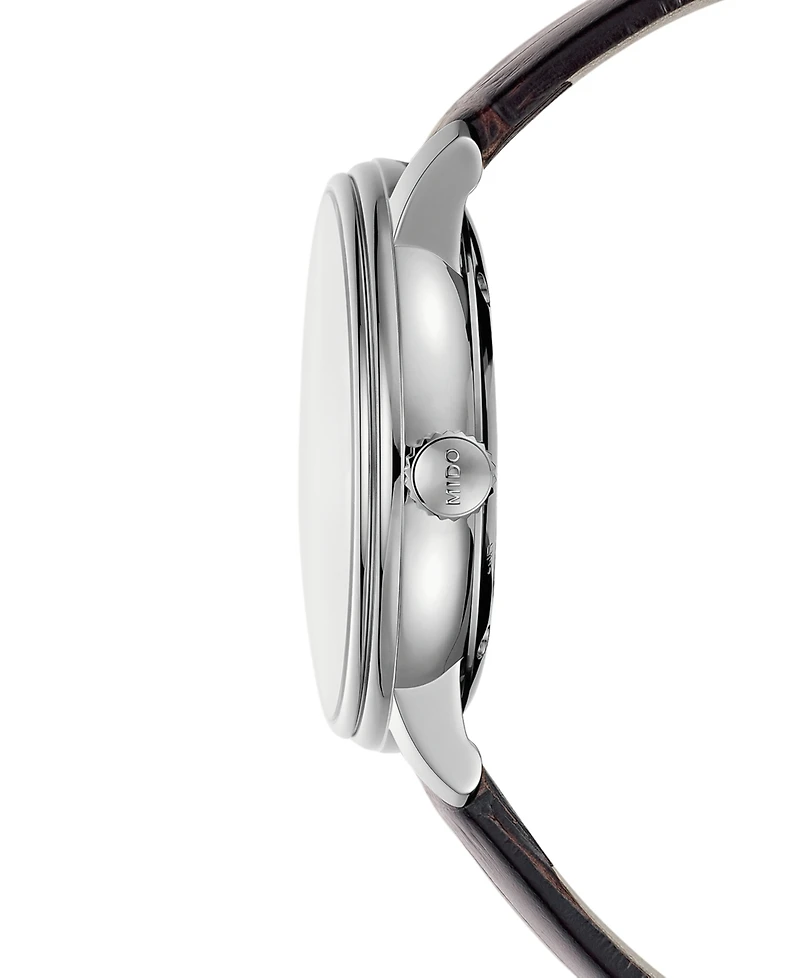 Mido Men's Swiss Automatic Baroncelli Brown Leather Strap Watch 40mm