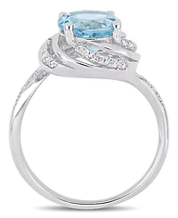 Blue Topaz (2-1/3 ct.t.w.), White (1/8 ct. t.w.) and Diamond Accent Interlaced Swirl Halo Ring Sterling Silver