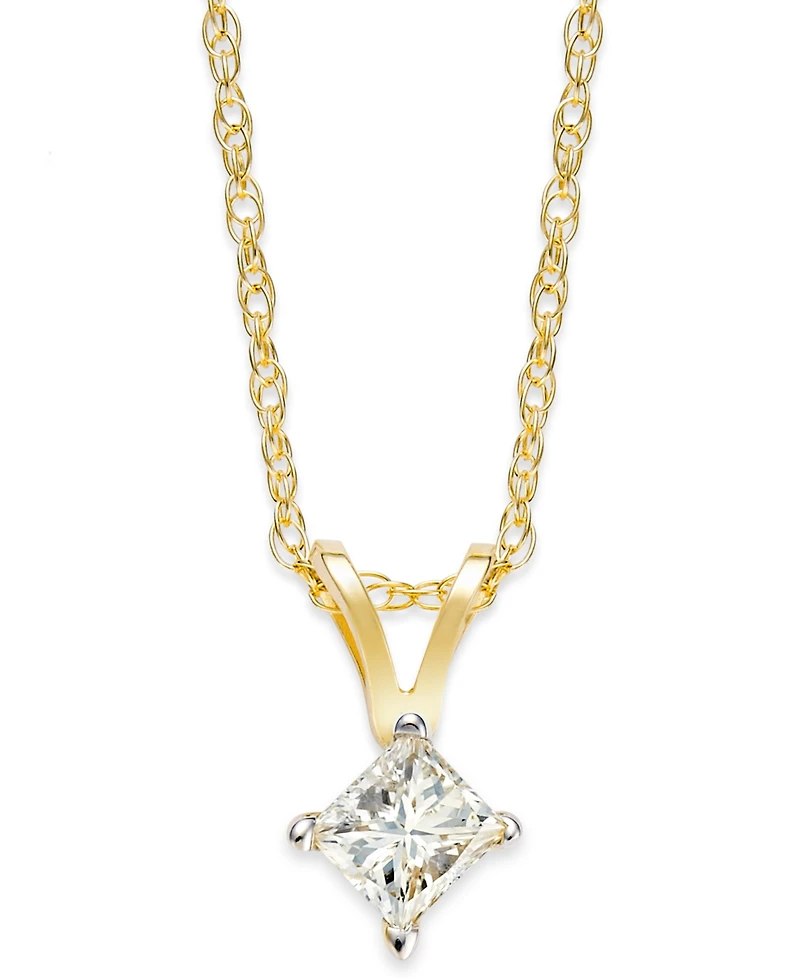 Princess-Cut Diamond Pendant Necklace in 10k Yellow or White Gold (1/4 ct. t.w.)
