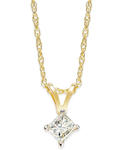 Princess-Cut Diamond Pendant Necklace in 10k Yellow or White Gold (1/4 ct. t.w.)