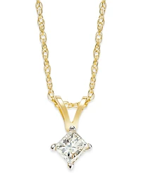Princess-Cut Diamond Pendant Necklace in 10k Yellow or White Gold (1/4 ct. t.w.)