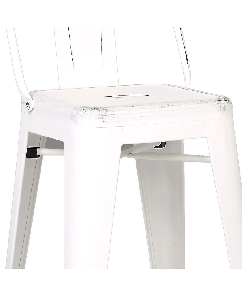 Ac Pacific Industrial Metal Barstools with Bucket Back and 4 Legs, Set of 2