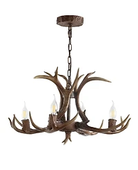 Jonathan Y Eldora 26" Adjustable Resin Antler 4-Light Led Chandelier