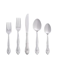 Riverridge Rose 46 Piece Monogrammed Flatware Set - W, Service for 8