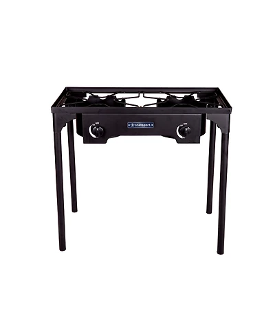 Stansport 2-Burner Base Camp Stove with Cast Iron Burners and Stand