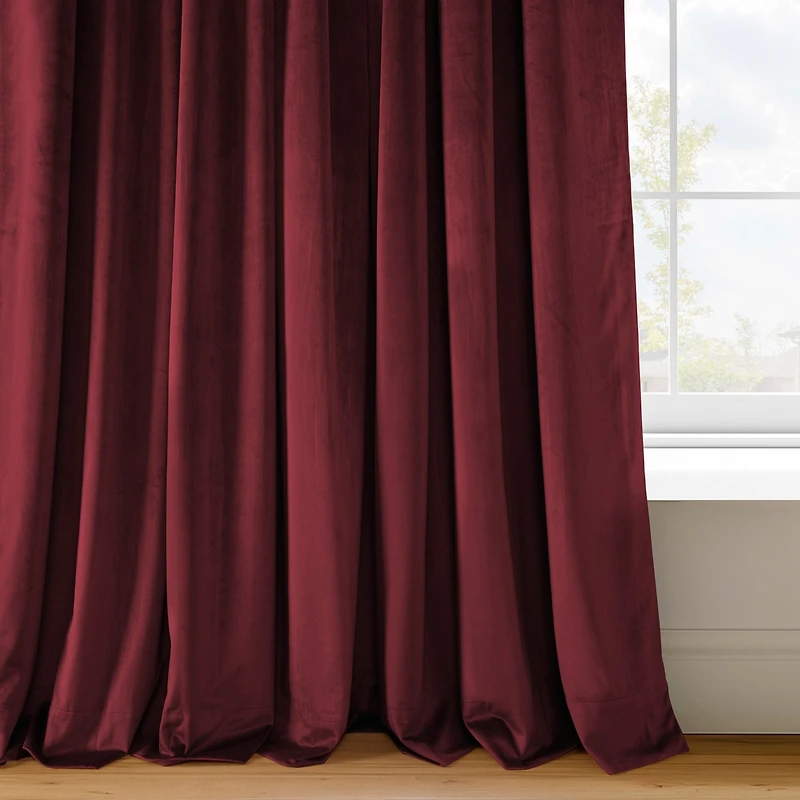 Half Price Drapes Burgundy Signature Velvet Blackout Curtain
