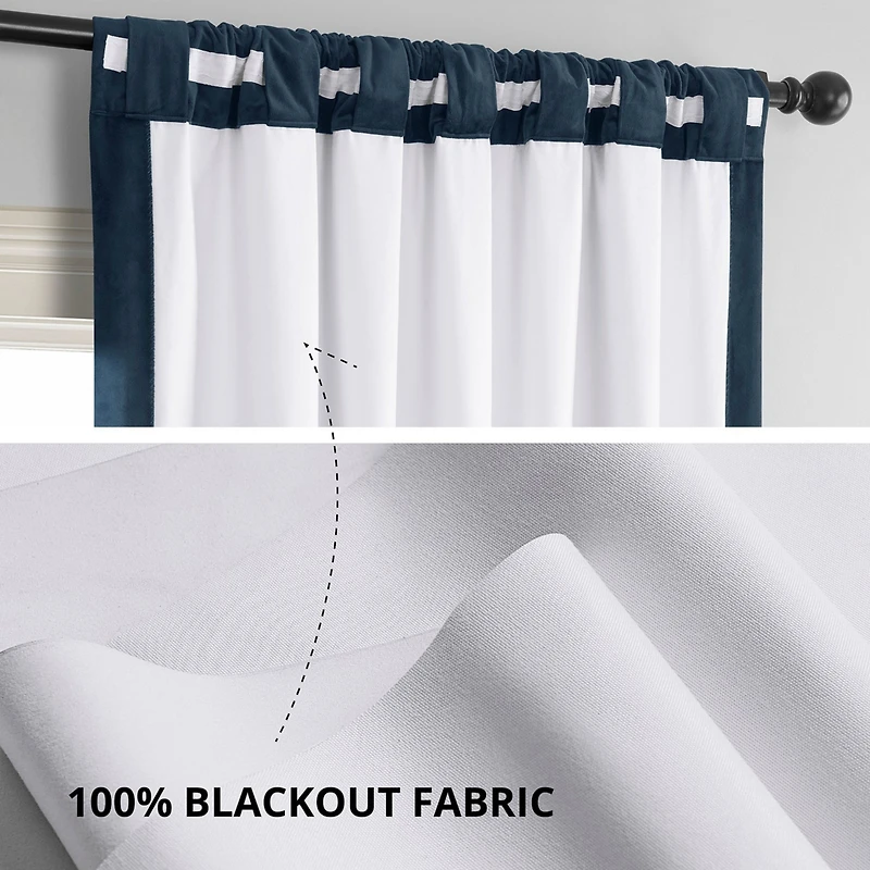 Half Price Drapes Midnight Blue Signature Velvet Blackout Curtain