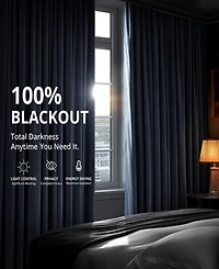 Half Price Drapes Midnight Blue Signature Velvet Blackout Curtain
