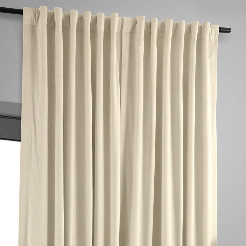 Half Price Drapes Ivory Signature Extra Wide Velvet Blackout Curtain