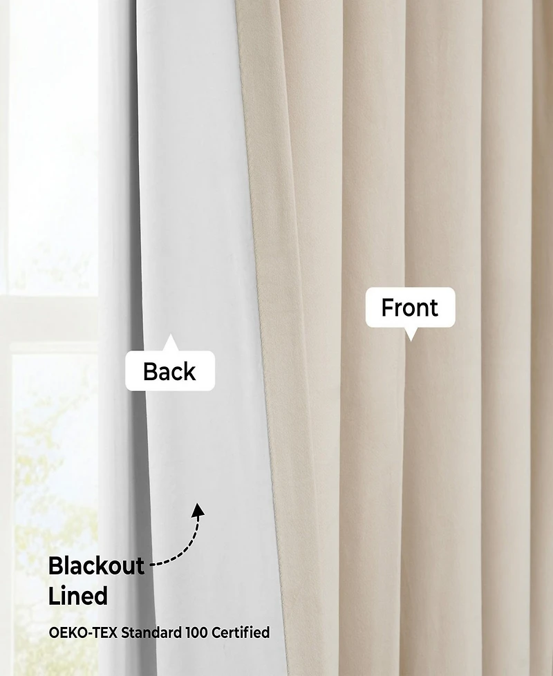 Half Price Drapes Ivory Signature Extra Wide Velvet Blackout Curtain