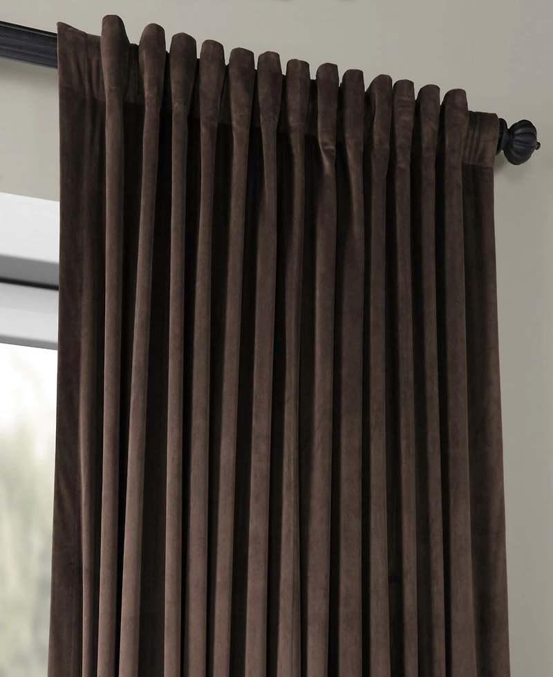 Half Price Drapes Java Signature Extra Wide Velvet Blackout Curtain