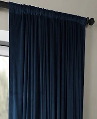 Half Price Drapes Midnight Blue Signature Extra Wide Velvet Blackout Curtain