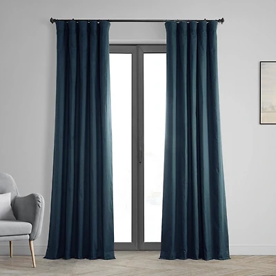 Half Price Drapes Polo Navy Solid Cotton Hotel Blackout Curtain