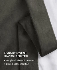 Half Price Drapes Gunmetal Grey Signature Extra Wide Velvet Blackout Curtain