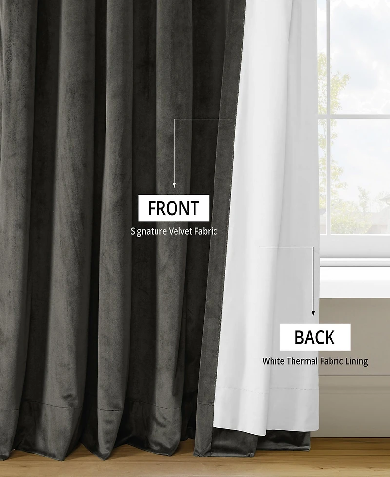 Half Price Drapes Gunmetal Grey Signature Extra Wide Velvet Blackout Curtain