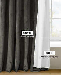 Half Price Drapes Gunmetal Grey Signature Extra Wide Velvet Blackout Curtain