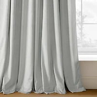 Half Price Drapes Reflection Grey Signature Velvet Blackout Curtain