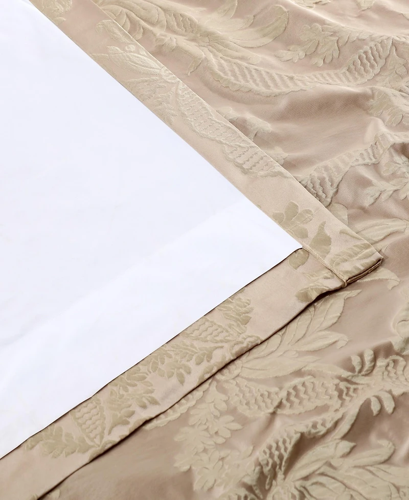 Half Price Drapes Magdelena Beige & Gold Damask Faux Silk Jacquard Room Darkening Curtain