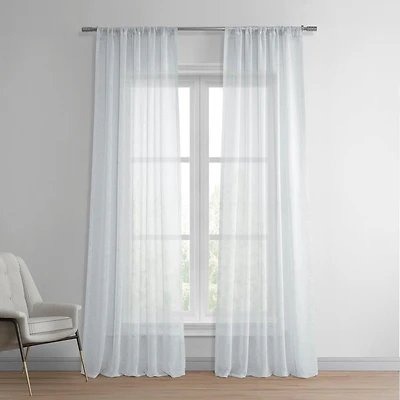 Half Price Drapes Aspen White Textured Faux Linen Sheer Curtain