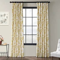 Half Price Drapes Lacuna Sun Floral Printed Cotton Room Darkening Curtain