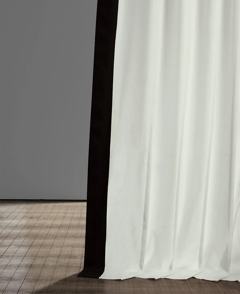 Half Price Drapes Fresh Popcorn & Black Bordered Vertical Printed Cotton Curtain