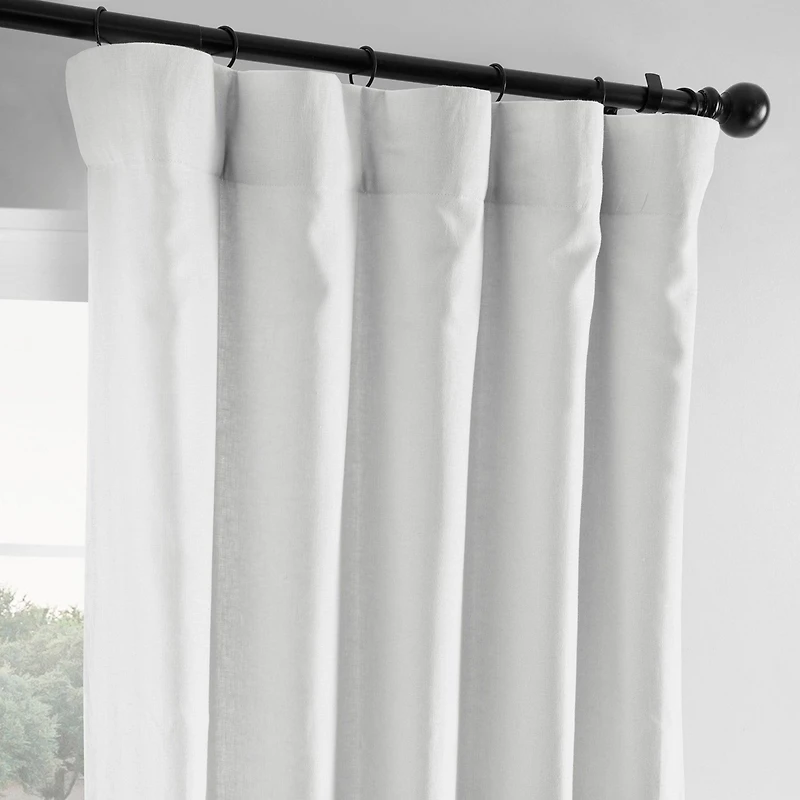Half Price Drapes Crisp White French Linen Room Darkening Curtain