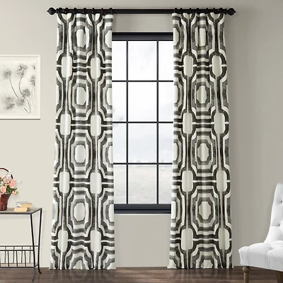 Half Price Drapes Mecca Steel Geometric Printed Cotton Room Darkening Curtain