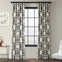 Half Price Drapes Mecca Steel Geometric Printed Cotton Room Darkening Curtain