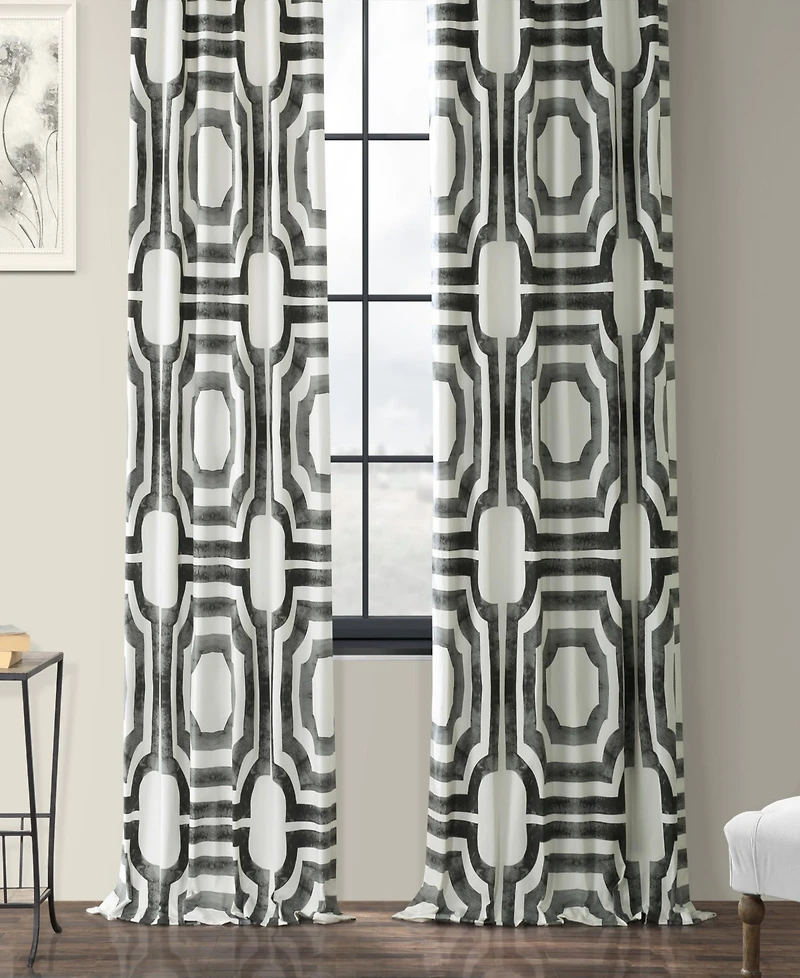 Half Price Drapes Mecca Steel Geometric Printed Cotton Room Darkening Curtain