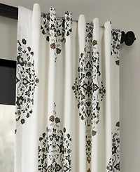 Half Price Drapes Kerala Cocoa Emblem Printed Cotton Room Darkening Curtain