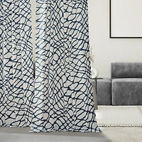Half Price Drapes Ellis Blue Abstract Printed Cotton Room Darkening Curtain