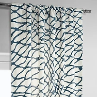Half Price Drapes Ellis Blue Abstract Printed Cotton Room Darkening Curtain