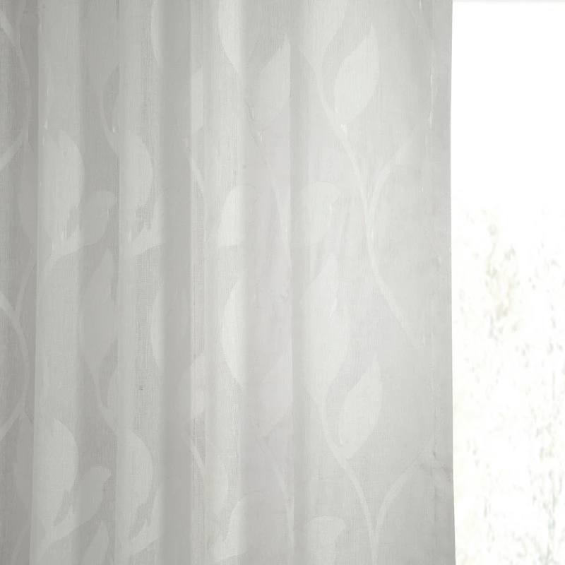 Half Price Drapes Avignon Vine Floral Patterned Faux Linen Sheer Curtain