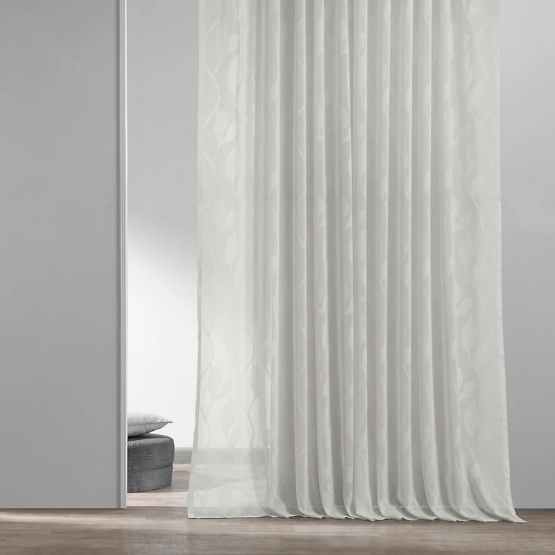 Half Price Drapes Avignon Vine Floral Patterned Faux Linen Sheer Curtain